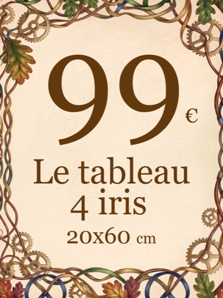 Tableau 20x60 cm 4 iris